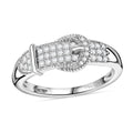 Diamond 0.25 ctw Buckle Ring in Rhodium Over Sterling Silver (Size 10.0) - Sticky add to cart bar