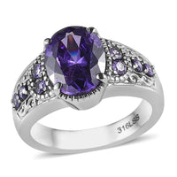 Simulated Blue Diamond Ring in Stainless Steel (Size 10.0) 4.85 ctw