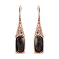 Karis Matrix Silver Shungite Solitaire Lever Back Earrings in 18K RG Plated 5.60 ctw - Sticky add to cart bar