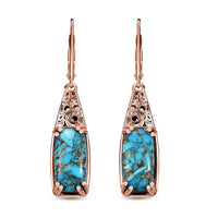 Karis Matrix Silver Shungite Solitaire Lever Back Earrings in 18K RG Plated 5.60 ctw