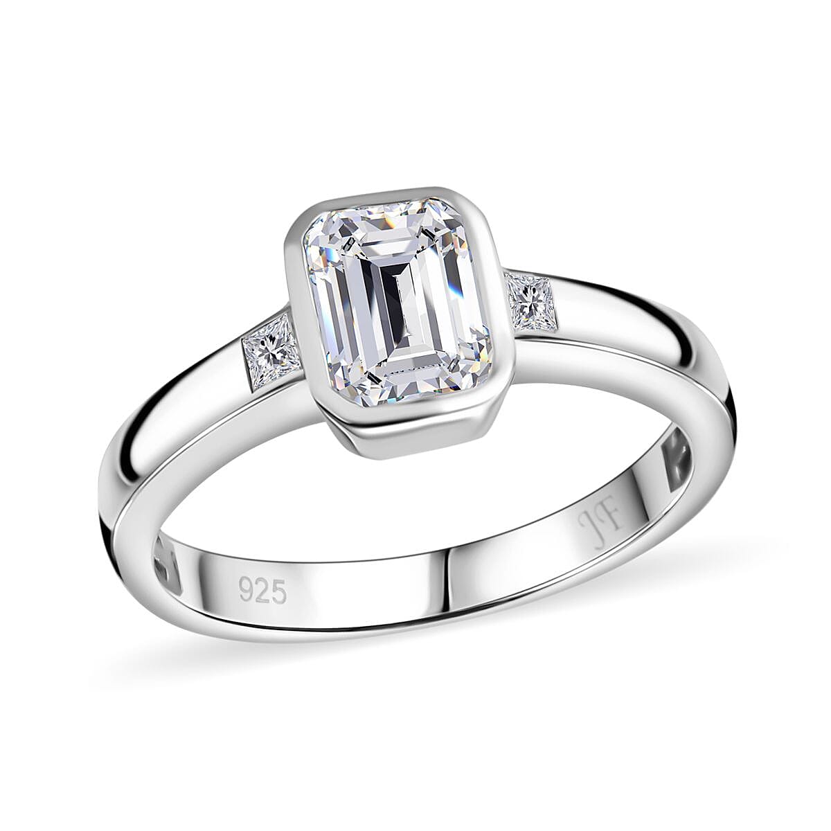 J Francis Swarovski Zirconia 2.48 ctw Ring in Rhodium Over Sterling Silver (Size 8.0)