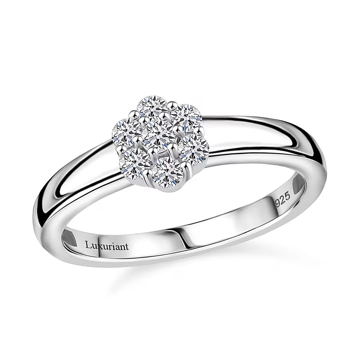 Luxuriant Lab Grown Diamond Ring in Rhodium Over Sterling Silver (Size 10.0) 0.25 ctw