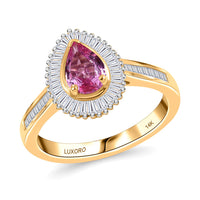 Doorbuster Certified & Appraised Luxoro 14K Yellow Gold AAA Padparadscha Sapphire, Diamond (G-H, I2) Ring (Size 6.0) 1.26 ctw