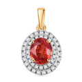 Certified & Appraised Luxoro AAA Padparadscha Sapphire and G-H I2 Diamond 2.05 ctw Double Halo Pendant without Chain in 14K Yellow Gold - Sticky add to cart bar