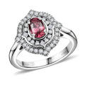 Certified & Appraised Rhapsody 950 Platinum AAAA Padparadscha Sapphire, Diamond (E-F, VS2) (0.45 cts) Ring (Size 7.0) (6.78 g) 1.53 ctw - Sticky add to cart bar