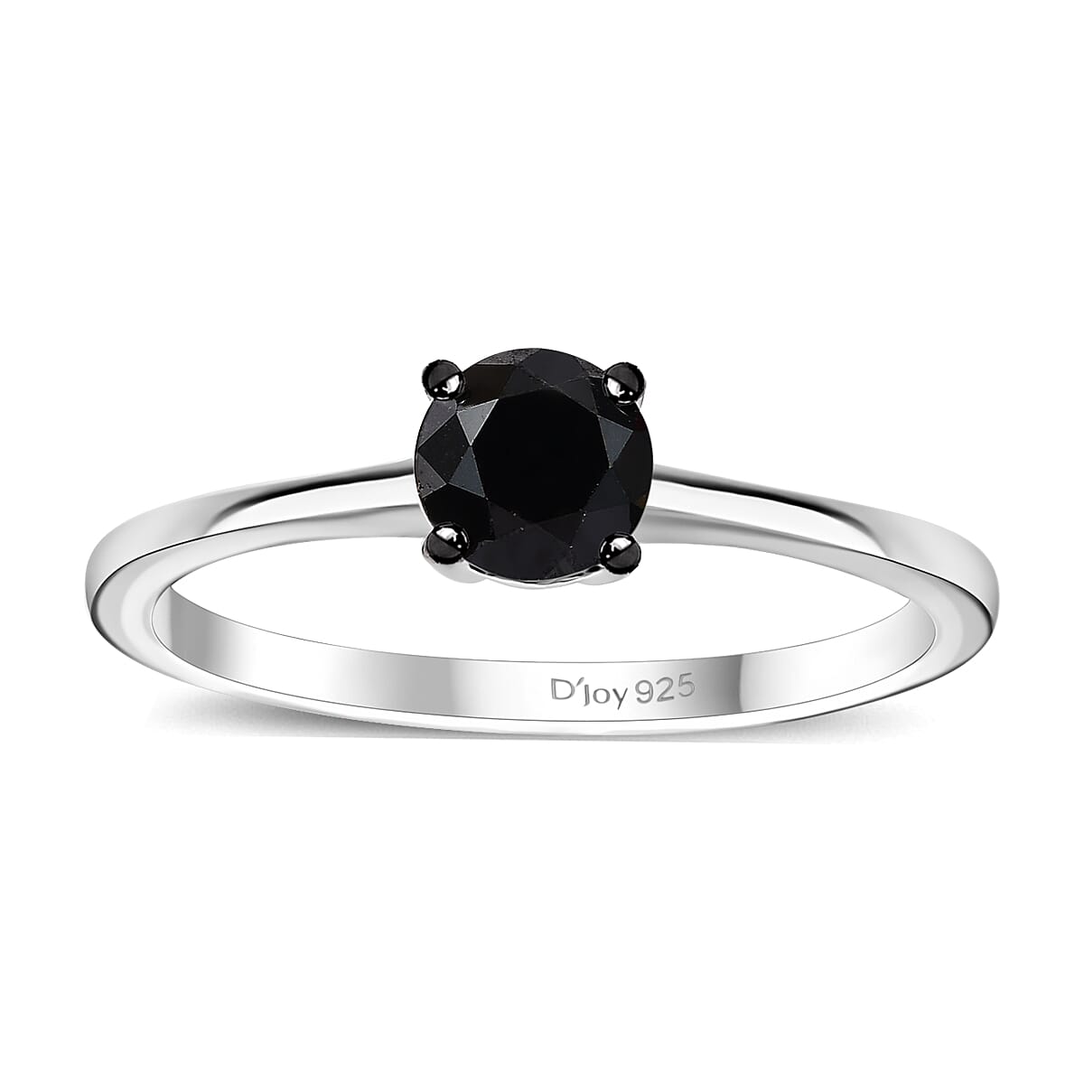 Black Diamond (IR) Solitaire Ring in Rhodium Over Sterling Silver (Size 10.0) 0.50 ctw