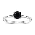Black Diamond (IR) Solitaire Ring in Rhodium Over Sterling Silver (Size 10.0) 0.50 ctw - Sticky add to cart bar