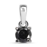 D'Joy Black Diamond 0.50 ctw Solitaire Pendant without Chain in Rhodium Over Sterling Silver