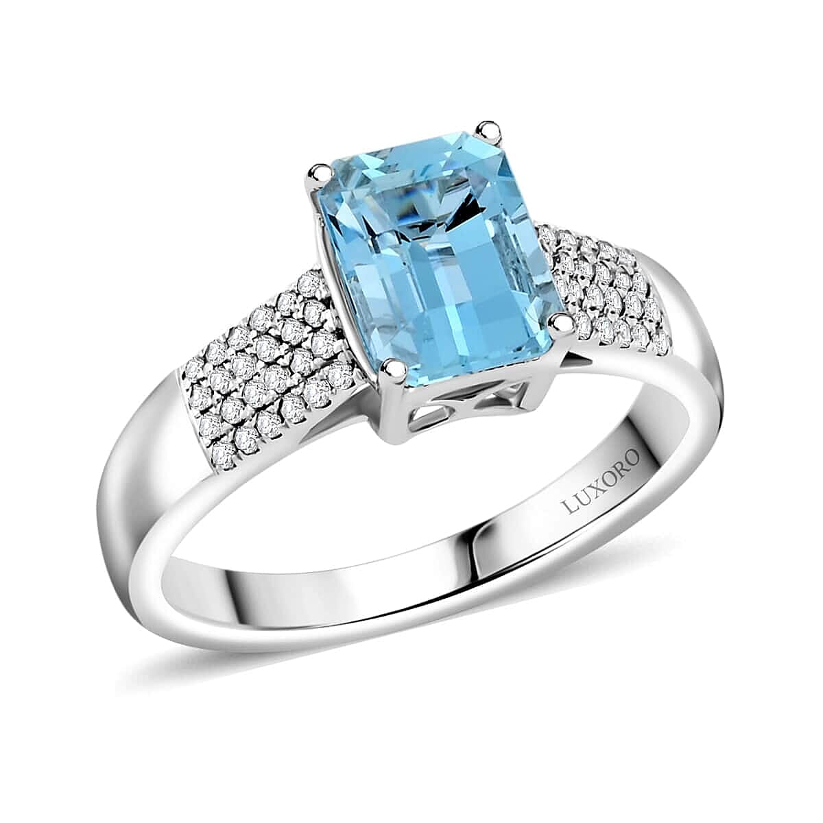 Certified & Appraised 14K White Gold AAA Santa Maria Aquamarine, Diamond (G-H, I2) Ring (Size 10.0) (4.44 g) 1.75 ctw