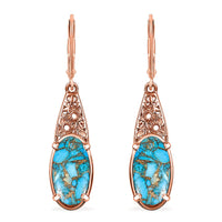Karis Matrix Chestnut Brine Turquoise 6.10 ctw Lever Back Earrings in 18K RG Plated