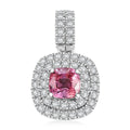 Certified & Appraised Rhapsody AAAA Padparadscha Sapphire and E-F VS2 Diamond 1.25 ctw Double Halo Pendant without Chain in 950 Platinum - Sticky add to cart bar