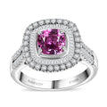 Certified & Appraised Rhapsody 950 Platinum AAAA Padparadscha Sapphire, Diamond (E-F, VS2) (0.90 cts) Double Halo Ring (Size 10.0) (7.45 g) 2.40 ctw - Sticky add to cart bar