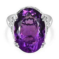 African Amethyst and White Zircon 24.74 ctw Ring in Rhodium Over Sterling Silver (Size 6.5)