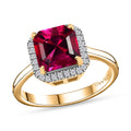Asscher Cut Premium Lab Created Bixbite, Moissanite Ring in 18K Vermeil YG Over Sterling Silver (Size 7.0) 2.75 ctw - Sticky add to cart bar