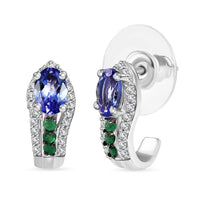 TLV Tanzanite, Multi Genstone Earrings in Rhodium Over Sterling Silver 1.50 ctw