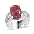 Norwegian Thulite 8.50 ctw Solitaire Ring in Rhodium Over Sterling Silver - Sticky add to cart bar