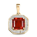 Luxoro Premium Crimson Fire Opal and Diamond 1.85 ctw Halo Pendant without Chain in 10K Yellow Gold - Sticky add to cart bar