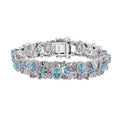 Cambodian Blue Zircon and Multi Gemstone 16.25 ctw Bracelet in Rhodium Over Sterling Silver (6.50 In) - Sticky add to cart bar