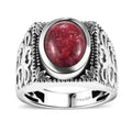 Premium Norwegian Thulite Solitaire Ring in Black Oxidized Sterling Silver (Size 10.0) 7.40 ctw - Sticky add to cart bar