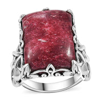 Premium Norwegian Thulite Ring in Black Oxidized Sterling Silver (Size 10.0) 19.10 ctw