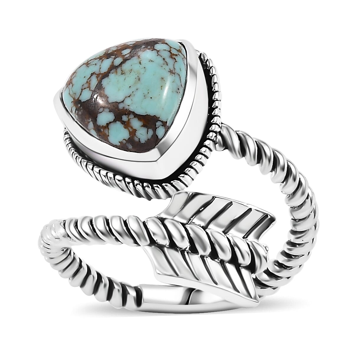 Artisan Crafted Blue Horizon Turquoise Ring in Black Oxidized Sterling Silver (Size 10.0) 3.25 ctw