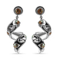 D'Joy Artisan Crafted Blue Horizon Turquoise and White Buffalo 11.70 ctw Earth Spiral Earrings in Black Oxidized Sterling Silver - Sticky add to cart bar