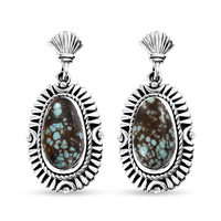 D'Joy Artisan Crafted Blue Horizon Turquoise 5.50 ctw Dangling Earrings in Black Oxidized Sterling Silver