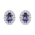 Tanzanite and White Zircon 1.15 ctw Solitaire Stud Earring in Rhodium Over Sterling Silver - Sticky add to cart bar