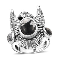 Artisan Crafted White Buffalo 4.65 ctw Ring in Black Oxidized Sterling Silver (Size 10.0)
