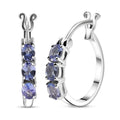 D'Joy Tanzanite 1.00 ctw Hoop Earrings in Rhodium Over Sterling Silver - Sticky add to cart bar