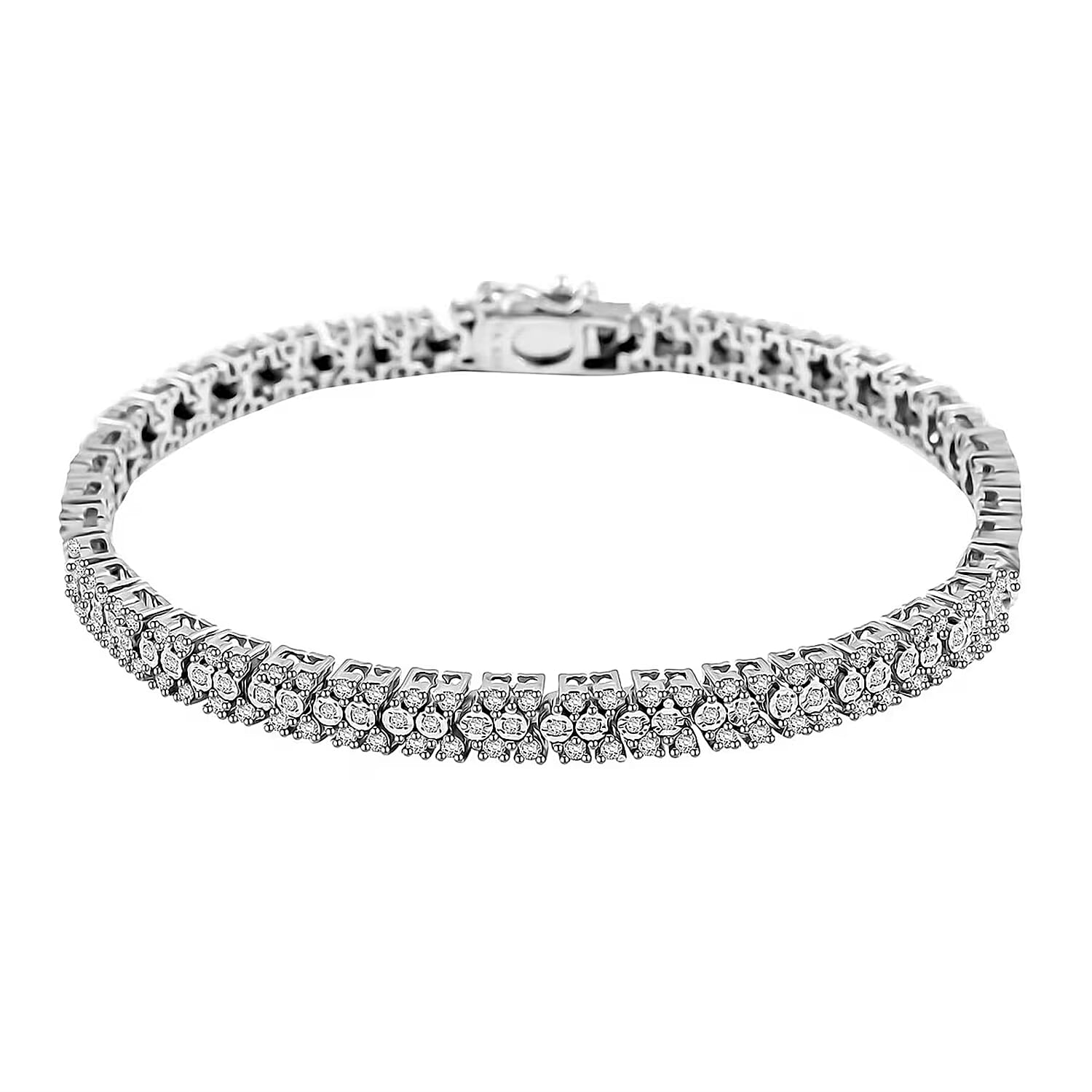 White Diamond 1.00 ctw Bracelet in Rhodium Over Sterling Silver (7.25 In)