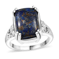 Matrix Lapis Lazuli Solitaire Ring in Platinum Over Copper with Magnet (Size 5.0) 7.50 ctw - Sticky add to cart bar