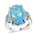 Karis Blue Turquoise, Signity Blue Topaz Ring in 18K YG Plated and Platinum Bond (Size 10.0) 10.30 ctw - Sticky add to cart bar