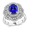 950 Platinum AAAA Tanzanite White Diamond EF, VS Main Stone With Side Stone Ring , Platinum Wt. 7 g 3.82 ctw - Sticky add to cart bar