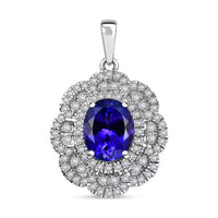 Certified and Appraised Rhapsody AAAA Tanzanite and E-F VS Diamond 4.15 ctw Floral Pendant without Chain in 950 Platinum