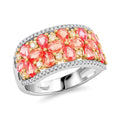 Modani Padparadscha Sapphire, Natural Yellow and White Diamond 3.09 ctw Ring in 14K White and Yellow Gold (Size 10.0) - Sticky add to cart bar