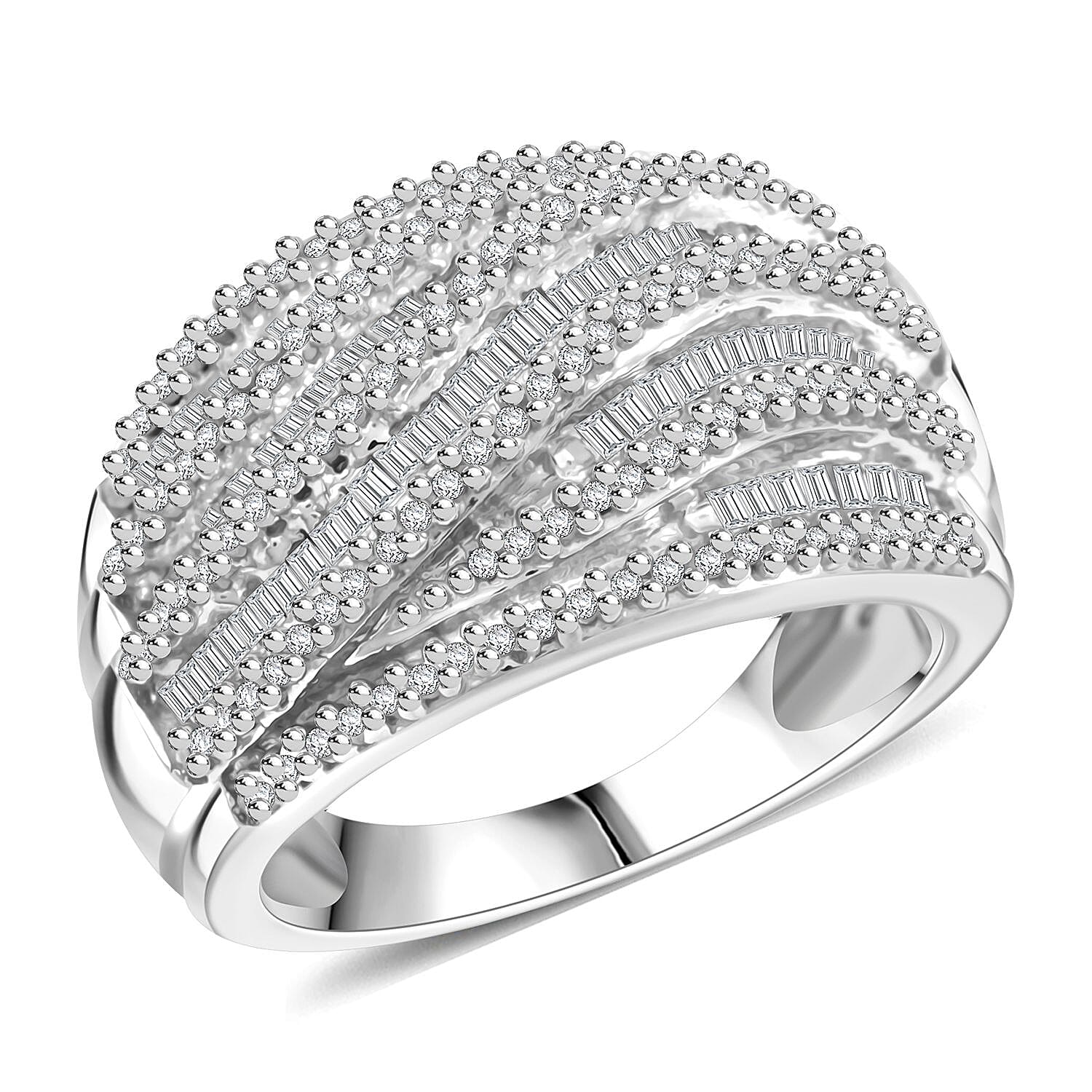 TLV Primetime Deal White Diamond Ring in Sterling Silver (Size 6.0) 1.00 ctw