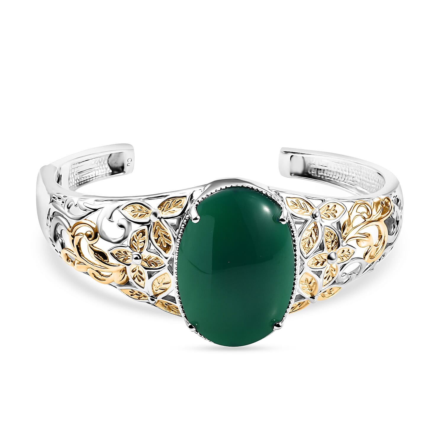 Green Onyx  Cuff Bangle 950 Copper  13.00 ctw