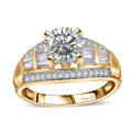 Moissanite (Rnd 8mm) Ring in 18K Vermeil YG Over Sterling Silver (Size 10.0) 3.10 ctw - Sticky add to cart bar