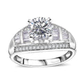Moissanite (Rnd8mm) Ring in Rhodium Over Sterling Silver (Size 11.0) 3.10 ctw (Del. in 10-12 Days) - Sticky add to cart bar