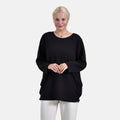 TLV Black Round Neck Long Sleeve Top - One Size Fits Most - Sticky add to cart bar