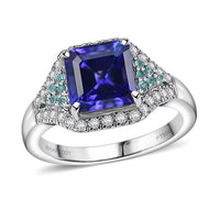 Doorbuster Certified & Appraised Rhapsody 950 Platinum AAAA Tanzanite, Paraiba Tourmaline, Diamond (E-F, VS2) Ring (Size 10.0) 3.33 ctw