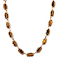 Yellow Tigers Eye Necklace (18-20 Inches) in Goldtone 170.00 ctw