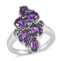 African Amethyst, Simulated Purple Diamond Ring in Stainless Steel (Size 10.0) 2.35 ctw