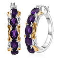 EverTrue African Amethyst  Full Hoop Earrings 18K YG Plated and Platinum Bond 4.50 ctw - Sticky add to cart bar