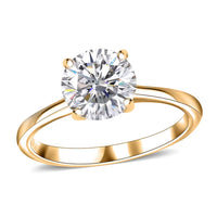 J Francis Embellished with Zirconia by Swarovski 3.40 ctw Solitaire Ring in 18K Vermeil Yellow Gold Over Sterling Silver (Size 10.0) (Del. in 10-12 Days)