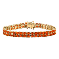 Crimson Fire Opal Sunfire Cascade Bracelet in 18K Vermeil YG Over Sterling Silver (7.25 In) 7.40 ctw