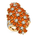 AAA Buriti Fire Opal and Moissanite 5.20 ctw Bunch of Flower Ring in 18K Vermeil Yellow Gold Over Sterling Silver - Sticky add to cart bar