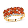 Crimson Fire Opal, Moissanite Fiery Flora Ring in 18K Vermeil YG Over Sterling Silver (Size 10.0) 1.60 ctw - Sticky add to cart bar
