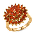 Crimson Fire Opal Dahlia Flower Ring in 18K Vermeil YG Over Sterling Silver (Size 10.0) 2.20 ctw - Sticky add to cart bar
